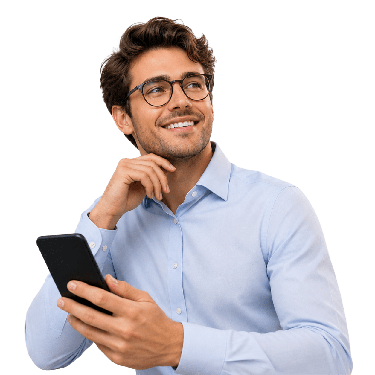 Profissional consultando a operação pelo smartphone